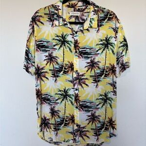 Depart west Men's Tropical Palm Print Shirt - Yellow